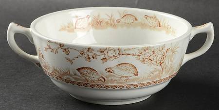 Quail Brown Flat Cream Soup Bowl