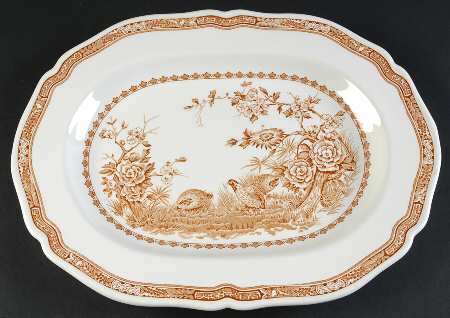 Quail Brown 16" Oval Serving Platter
