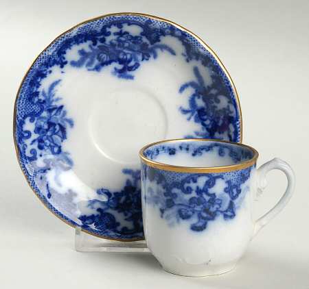 Versailles (Flow Blue) Flat Demitasse Cup & Saucer Set