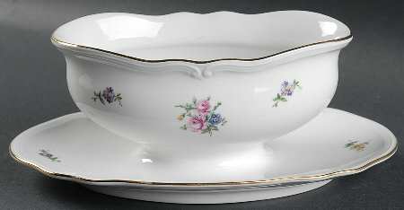 Dresden Flower Gravy Boat with Attached Underplate