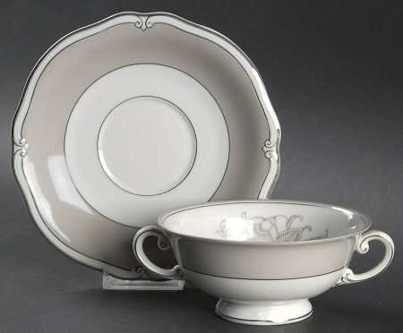 Fantasy (Old Brunswick) Footed Cream Soup Bowl & Saucer Set