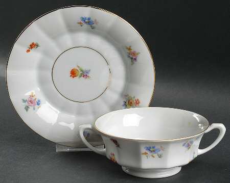 FUR4 Footed Cream Soup Bowl & Saucer Set