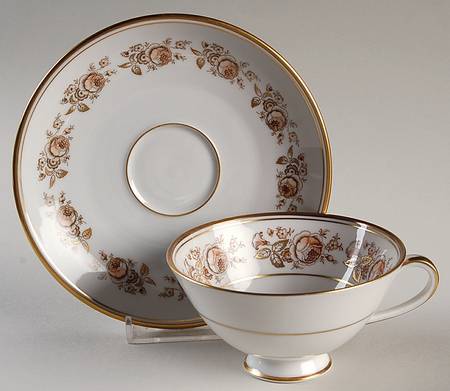 Gerverot Rose (Gold Verge) Footed Cup & Saucer Set
