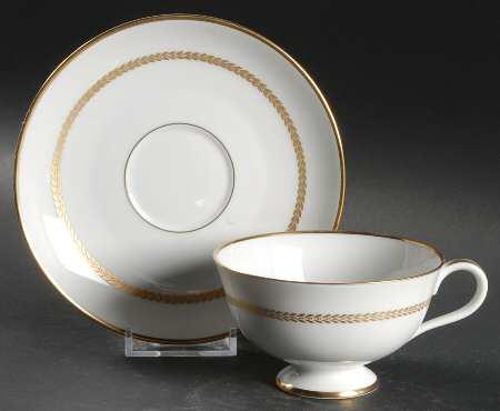 Golden Laurel Footed Cup & Saucer Set