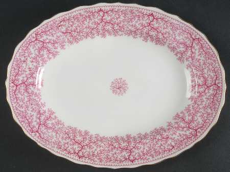 Park Lane Pink (Scalloped) 11" Oval Serving Platter