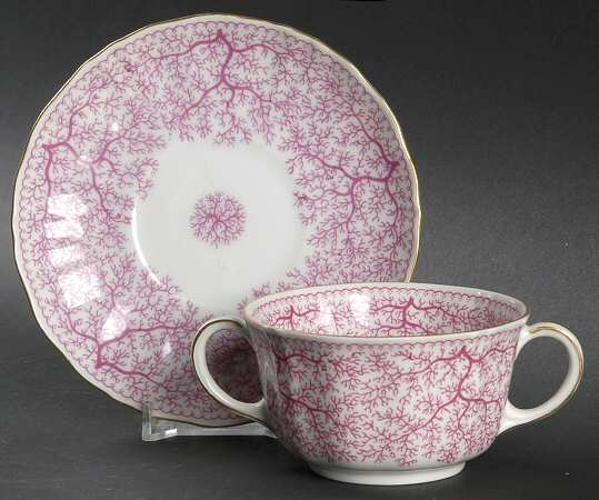 Park Lane Pink (Scalloped) Footed Bouillon Cup & Saucer