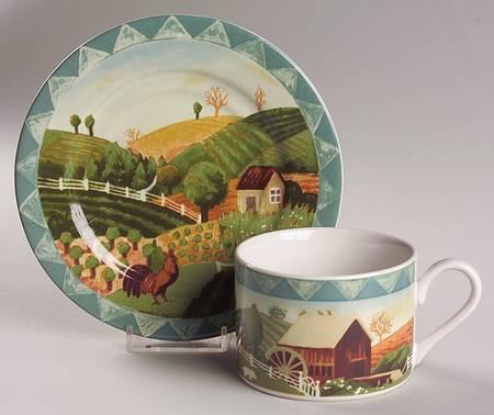 Country Life Flat Cup & Saucer Set