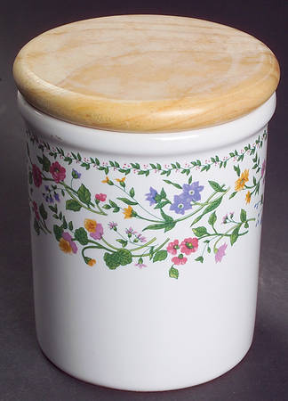 English Garden (225-225a, White Background) 7" Storage Jar & Lid
