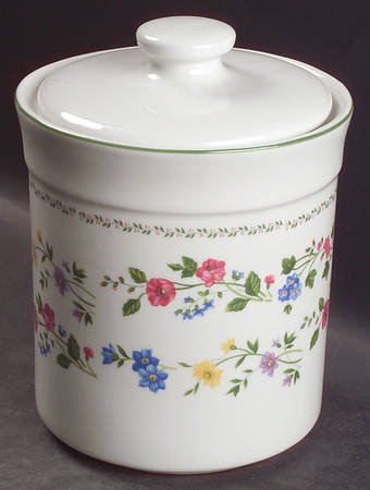 English Garden (225-225a, White Background) Medium Canister & Lid