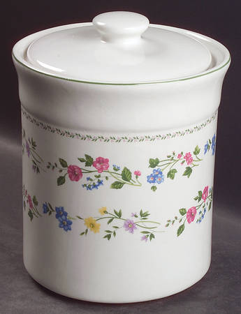 English Garden (225-225a, White Background) Large Canister & Lid