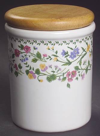 English Garden (225-225a, White Background) 4" Storage Jar & Lid