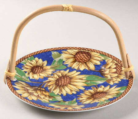 Sunflower Sensation 5 3/8"-5 5/8" Bamboo Handled Serving Plate  HC