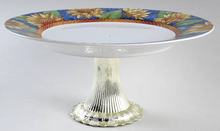 Sunflower Sensation Cake Stand with 4"-5" Metal Pedestal  Hc