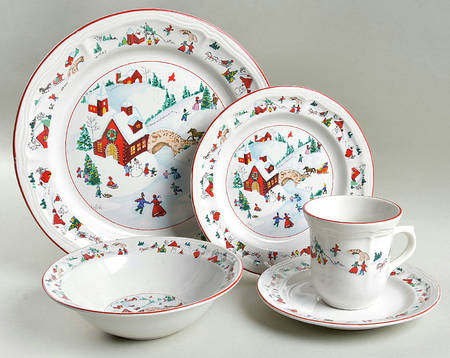 White Christmas 5 Piece Place Setting