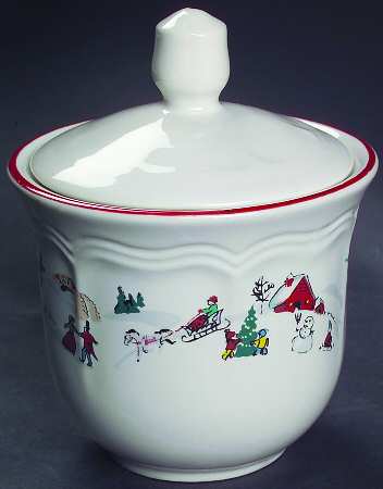 White Christmas Sugar Bowl & Lid