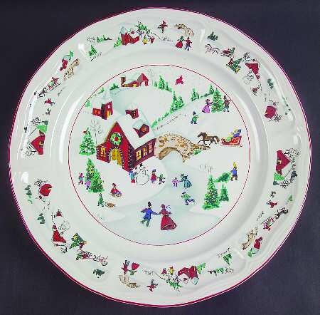 White Christmas 12" Chop Plate (Round Platter)