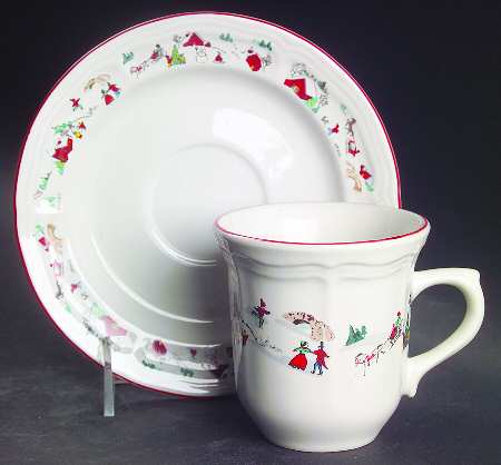 White Christmas Flat Cup & Saucer Set
