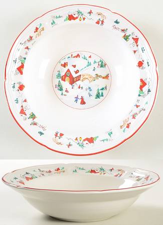 White Christmas 9" Round Vegetable Bowl