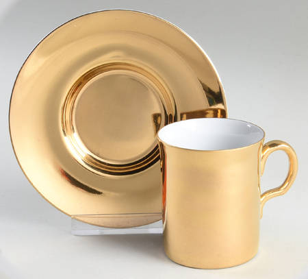 Gold Flat Demitasse Cup & Saucer Set