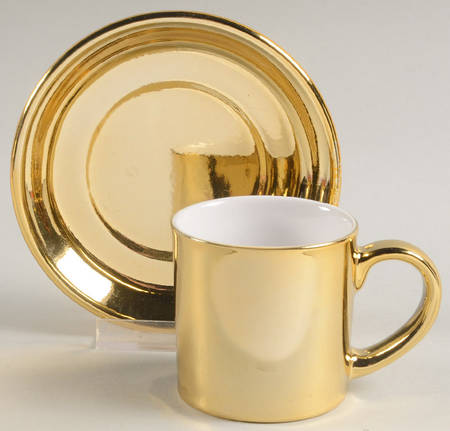Gold Flat Demitasse Cup & Saucer Set