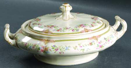 Aida (Mustard Trim) Round Covered Vegetable
