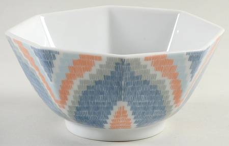 Flame Stitch Blue 5" Octagonal Vegetable Bowl