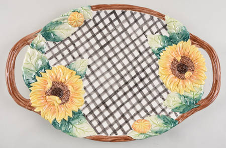 Country Sunflower 16" Oval Handled Platter