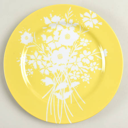 Silhouette Bouquet Yellow Luncheon Plate