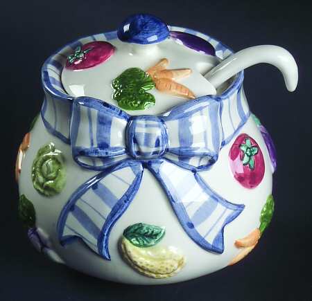 Petits Vegs Sculpted Sugar Bowl & Lid with Spoon