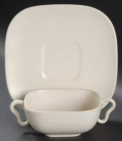 Metropolitan Ivory Flat Cream Soup Bowl & Saucer Set