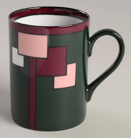 Cubique (Plum, Peach on Hunter Green) Mug