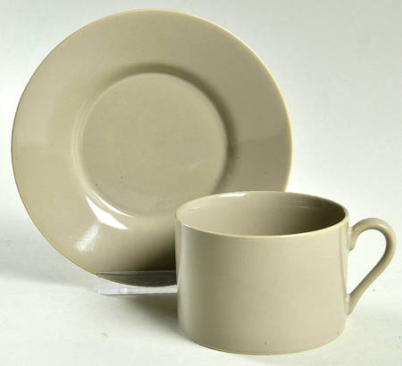 Total Color Spectrum Greige-Beige (Gray, Round) Flat Cup & Saucer Set