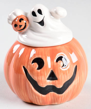 Pumpkin Ghosts Sugar Bowl & Lid