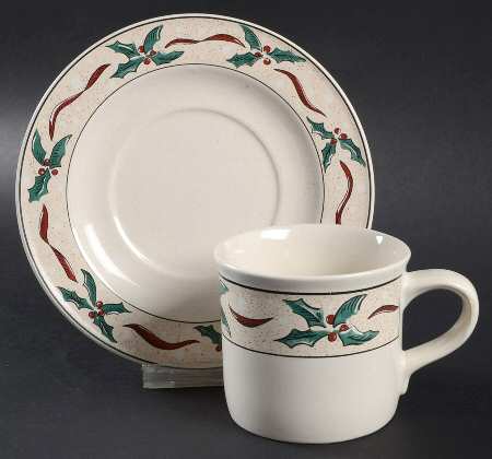 Holly Berry Flat Cup & Saucer Set