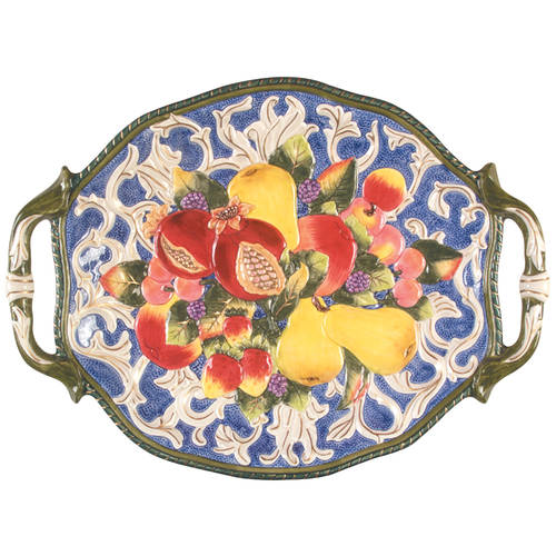 Florentine Fruit Blue 16" Oval Serving Platter
