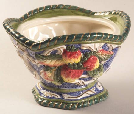 Florentine Fruit Blue 5" Round Box No Lid