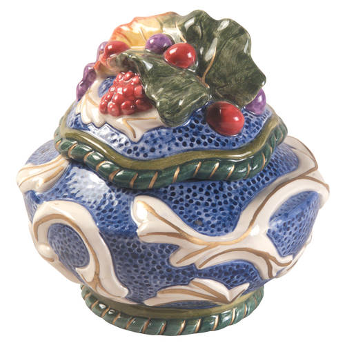 Florentine Fruit Blue 3" Round Box & Lid