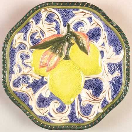 Florentine Fruit Blue Canape Plate