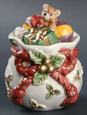 Old World Santa Sugar Bowl & Lid W/Spoon