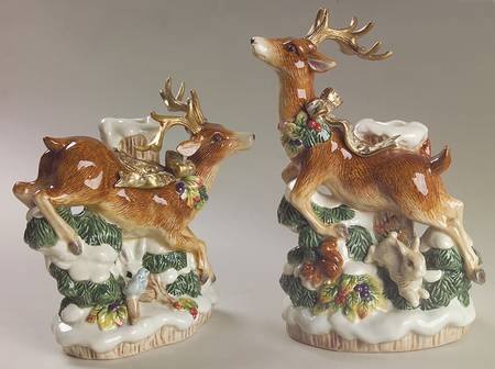 Snowy Woods Figural Candlestick - Set of 2 Motifs by Fitz & Floyd