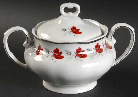 Trailing Rose Platinum Sugar Bowl & Lid