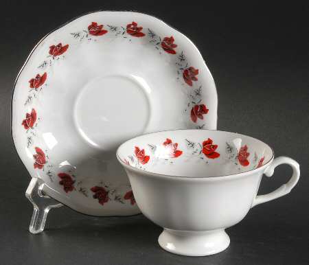 Trailing Rose Platinum Footed Cup & Saucer Set