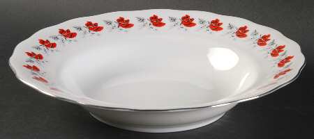Trailing Rose Platinum Rim Soup Bowl
