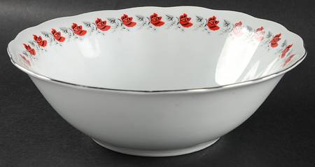 Trailing Rose Platinum 9" Round Vegetable Bowl