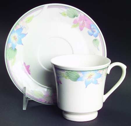 Avantiage Floral Footed Cup & Saucer Set by Fine China of China