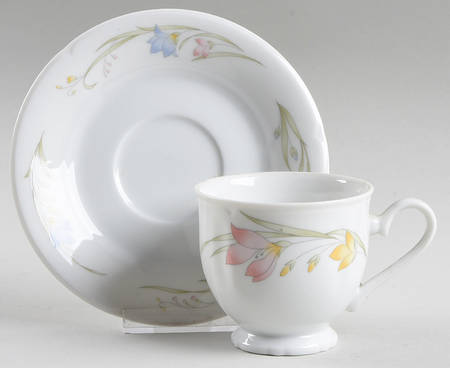 French Garden (Porcelain) Footed Cup & Saucer Set