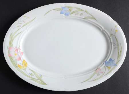 French Garden (Porcelain) 12" Oval Serving Platter by Fine China of Japan