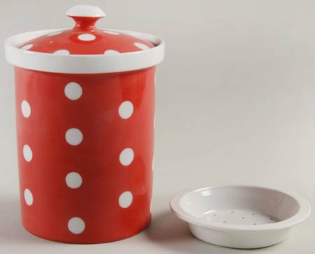 Polka Dots (White Dots on Red) Drip Jar w/ Lid & Strainer
