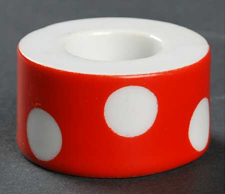 Polka Dots (White Dots on Red) Single Light Candlestick