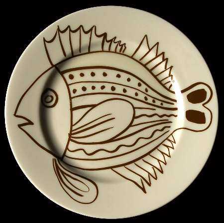 Les Fish Brown Salad Plate